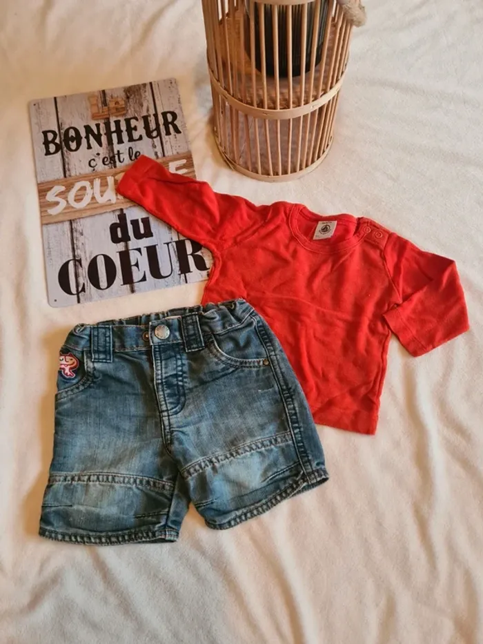 Ensemble short jeans et haut 6 mois