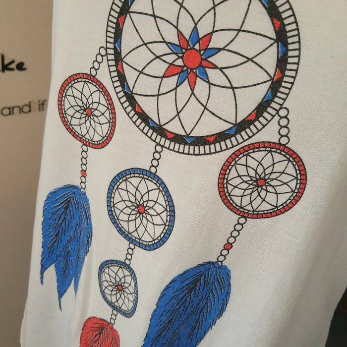 Tunique longue débardeur polycoton blanc motif plumes bohème taille unique - photo numéro 2