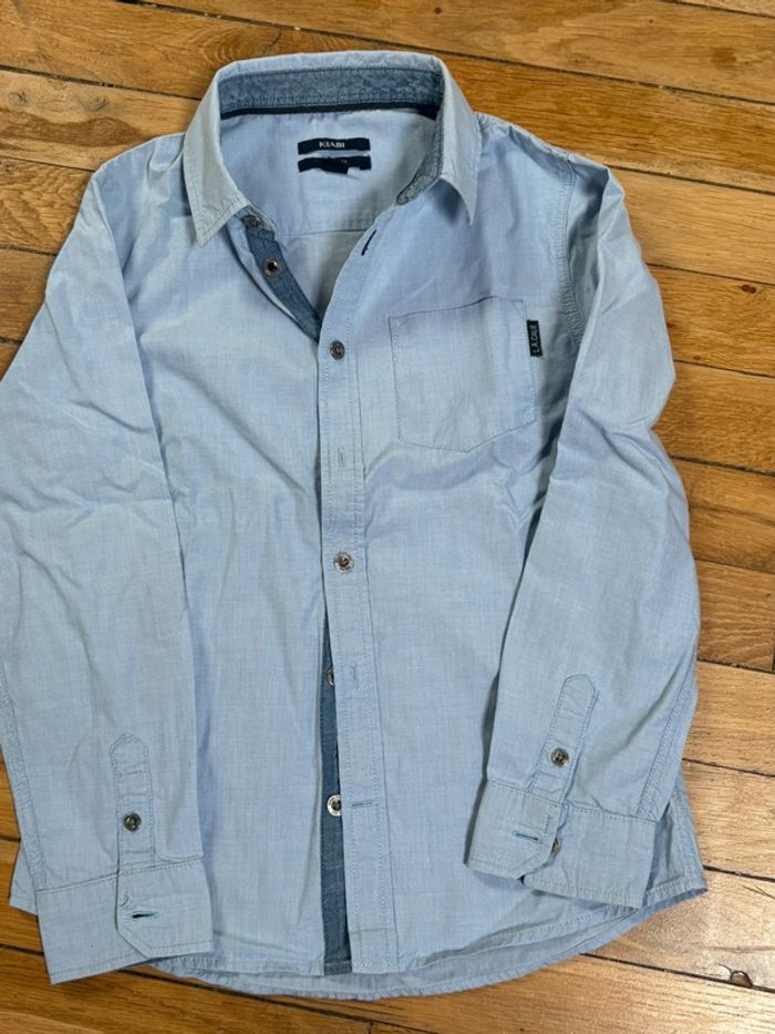 Chemise manches longues bleu ciel Kiabi