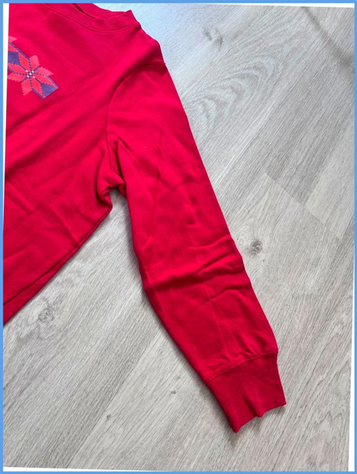 Pull vintage Rouge à motif flocon Taille L - photo numéro 10