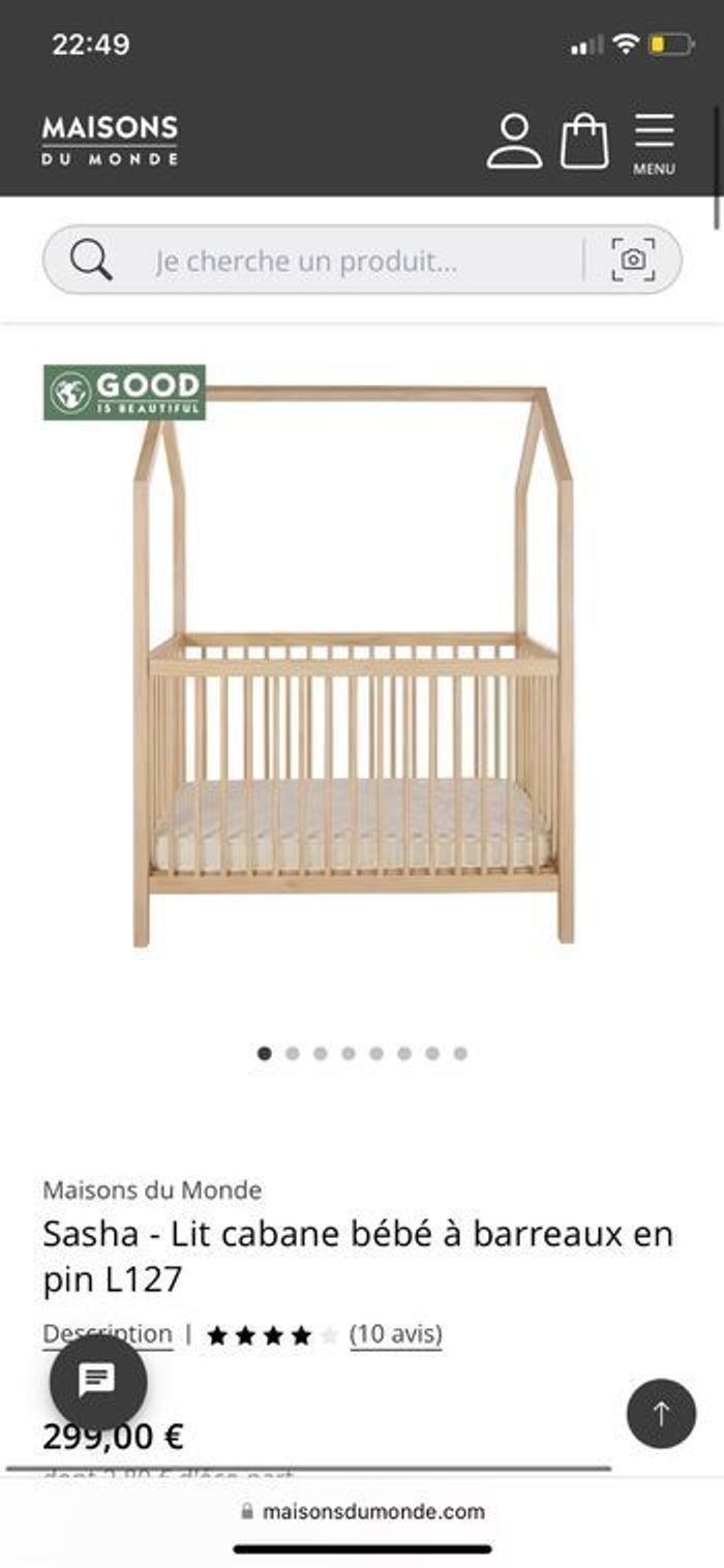 Lit bébé neuf maison du monde cabane  barreau évolutif - photo numéro 7
