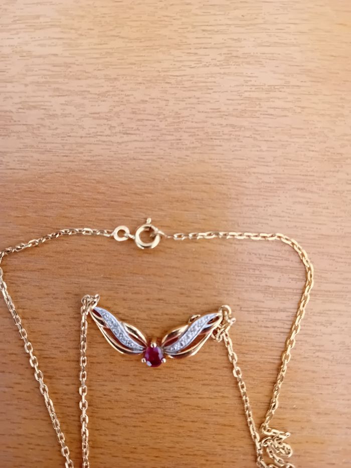 Faby27800 n°23 Collier fantaisie femme - doré, pierre rouge,  Longueur totale 44 cm - photo numéro 6