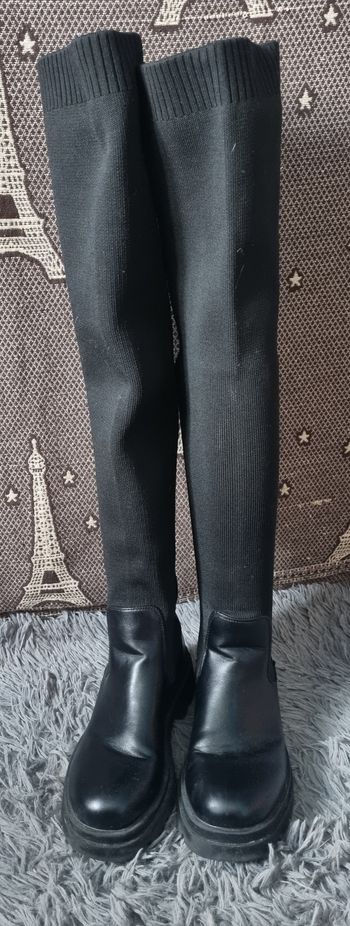 Bottes chaussettes haute bi-matiere 39