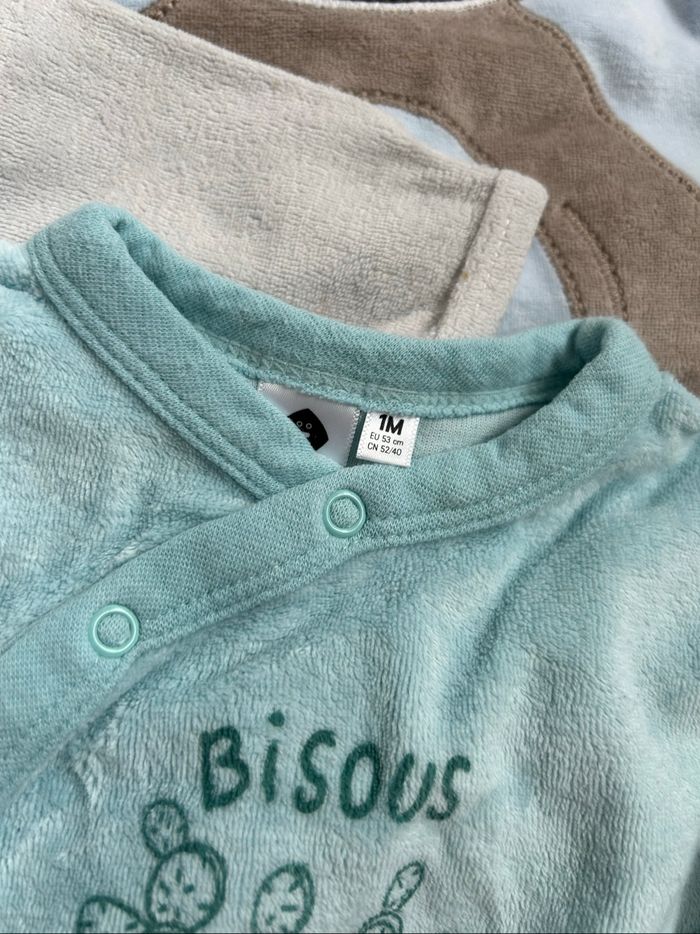 Lot de 6 pyjamas 1 pièces en velours bébé garçon 1 mois - photo numéro 5