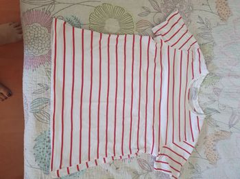 Tee-shirt manche courte rayé blanc rouge taille  s