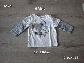 🌷 N°24🌷Tee-shirt Longues Manches - Bébé Rêve - 6 Mois🌷