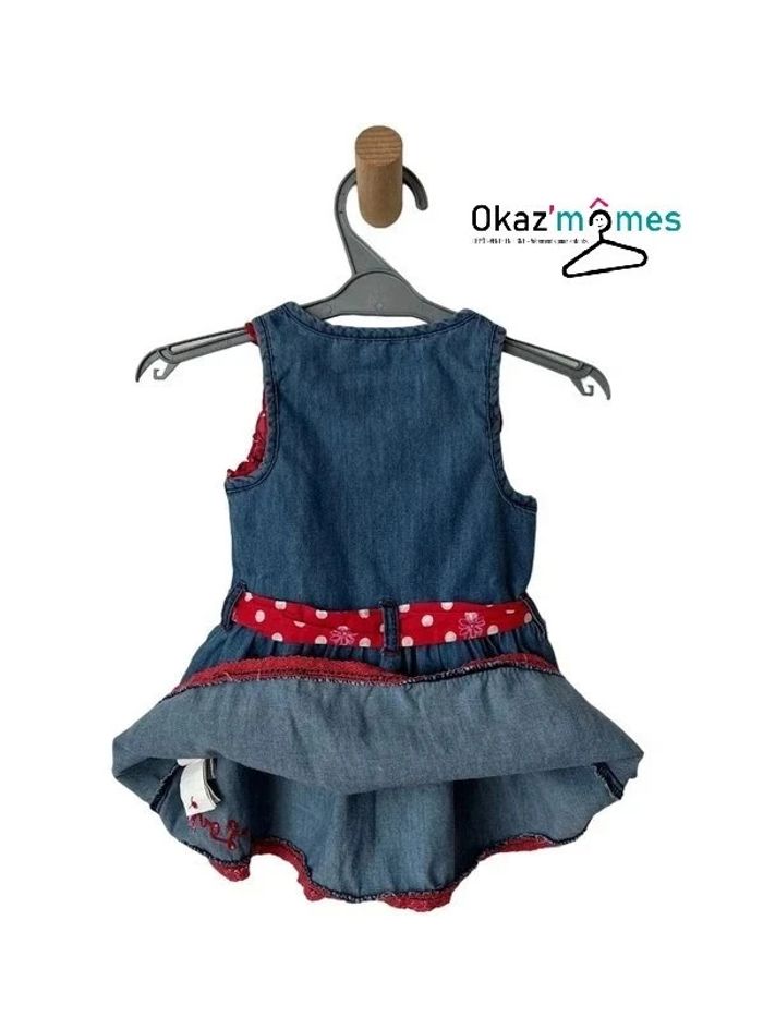 Robe d’été bleu denim avec ceinture rouge - Orchestra 9 mois (71cm) - photo numéro 3
