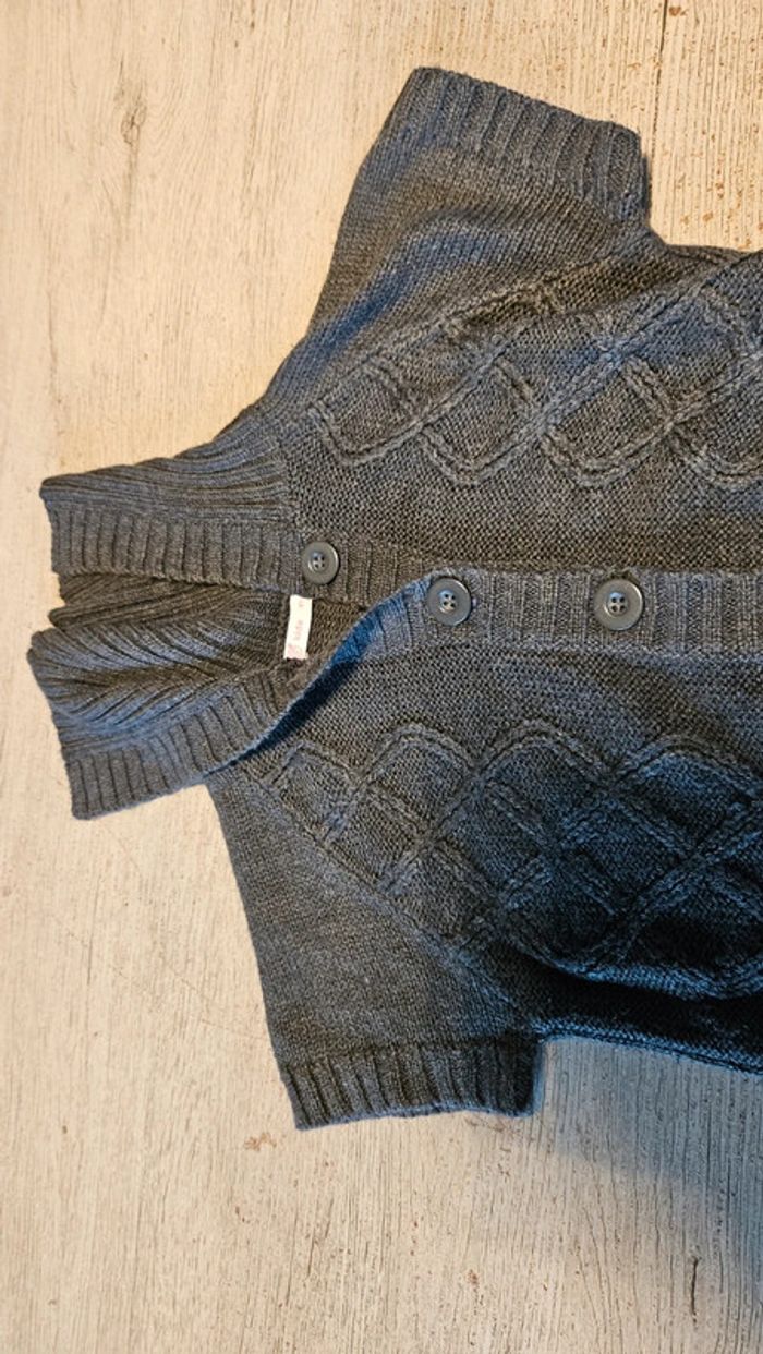 Long gilet classique à manches courtes et col large, Kids by Gemo, 6 ans, nickel - photo numéro 5