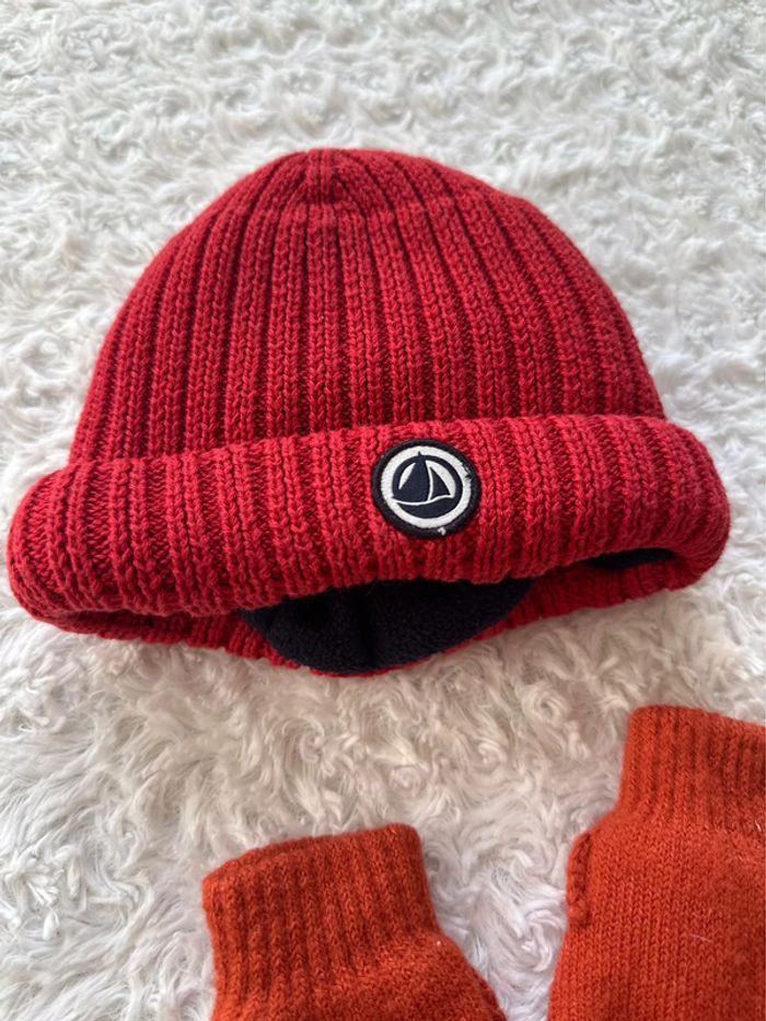 Bonnet petit bateau neuf + moufles offertes 3/6 mois - photo numéro 2
