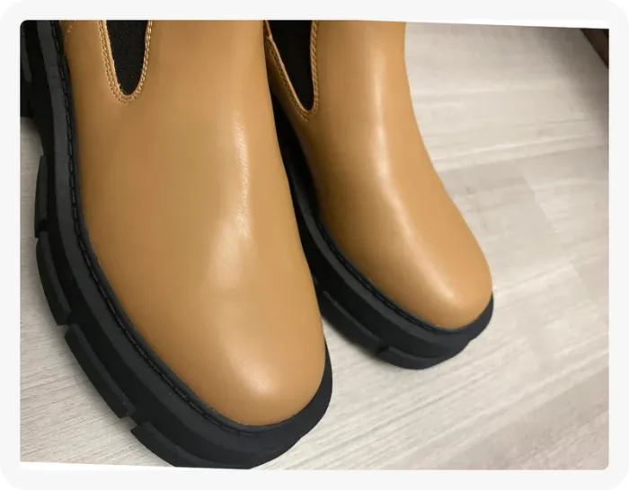 Bottines à plateforme beige et noires Mango - photo numéro 6