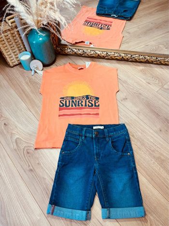 Taille 8 ans ensemble 2 pièces été garçon TAO Name it orange bleu * sunrise * 💚