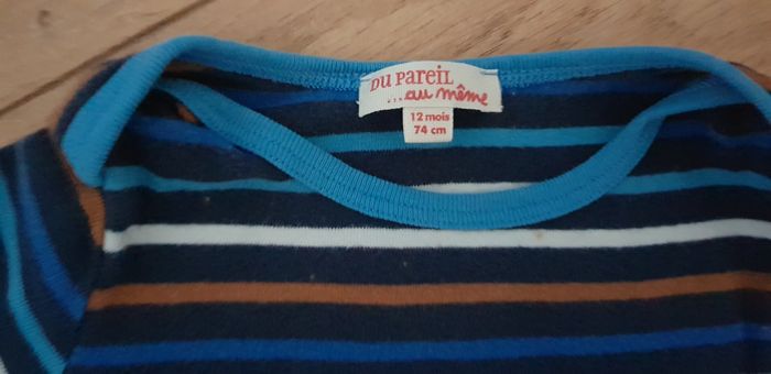 Tee shirt longues manches à rayures avec motif Éléphant - photo numéro 4