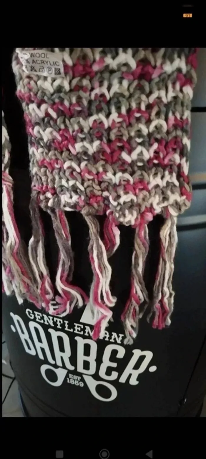 Ensemble bonnet écharpe kaki bordeaux beige 250 x 18 cm - photo numéro 5