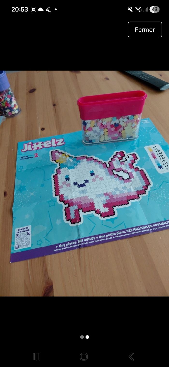 Puzzle jixelz petit modèle en très bon état dans sa boîte d origine modèle narval et chat licorne - photo numéro 2