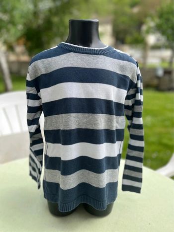 Pull style marin bleu blanc gris in extenso taille 8 ans
