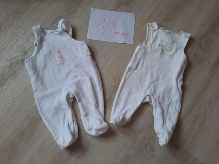 2 salopettes velours 1/3mois