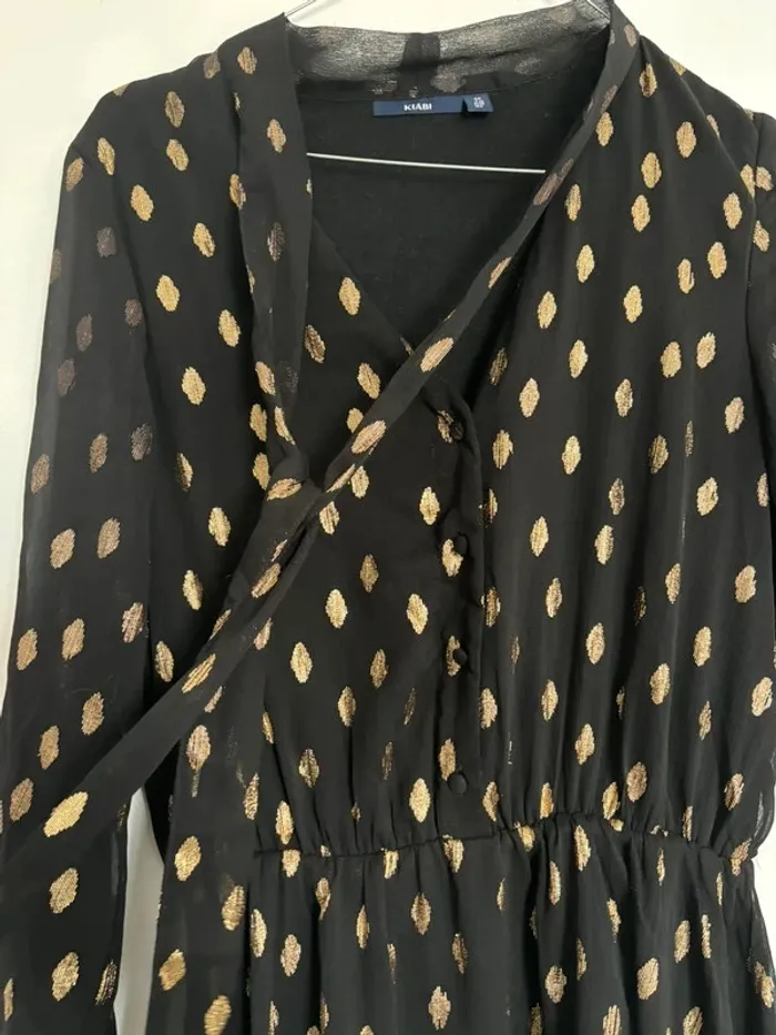 Robe mi longue noire et doré -  Kiabi - Taille 34 - photo numéro 3