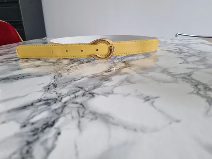 Ceinture jaune vintage boucle métal doré - photo numéro 9