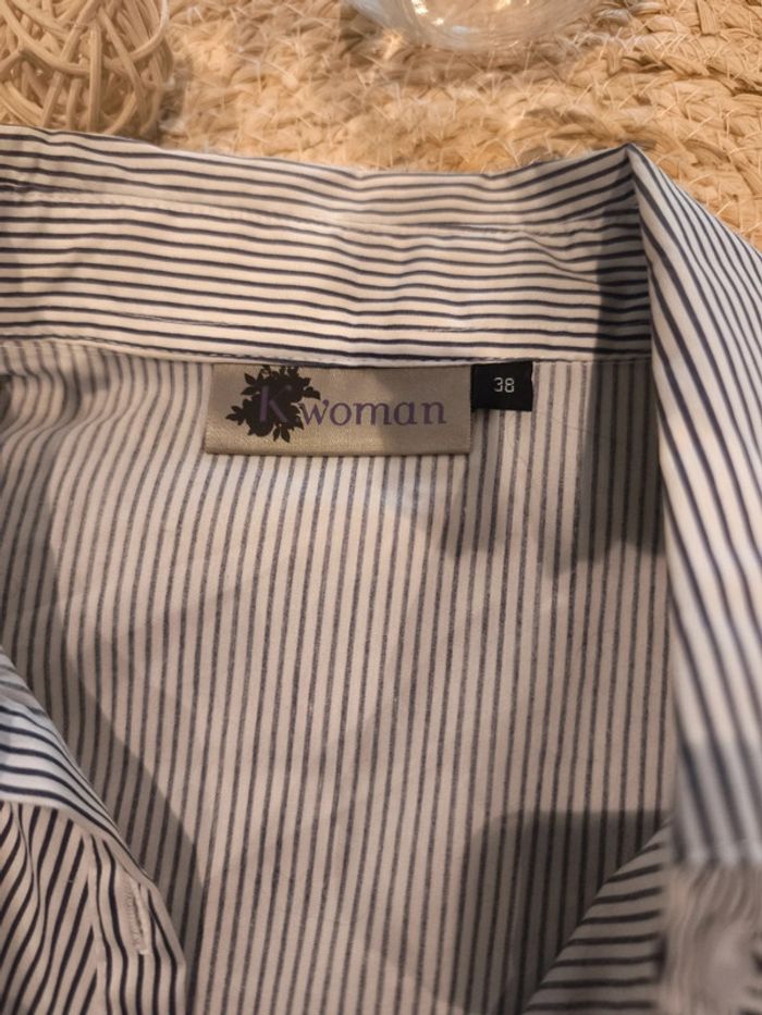 Chemise rayée blanc et bleu manches courtes Taille M KIABI - photo numéro 3