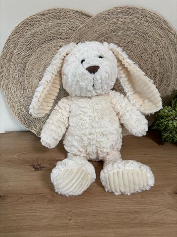 Neuf doudou grand lapin écru crème gaufre Renaud distribution