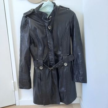 Veste cuir noire mi-longue Forestland 36 38