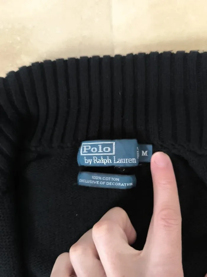 Pull full zip camionneur Polo Ralph Lauren Homme M Noir logo violet - photo numéro 11