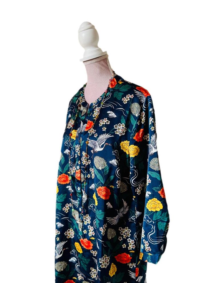 🎋🪷Tunique longue en satin esprit japonais Japanese garden-style satin tunic🪷🎋 - photo numéro 6