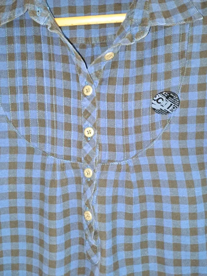Chemise longue fille bleu noire à carreaux tbe rosebud girl 12 ans - photo numéro 2
