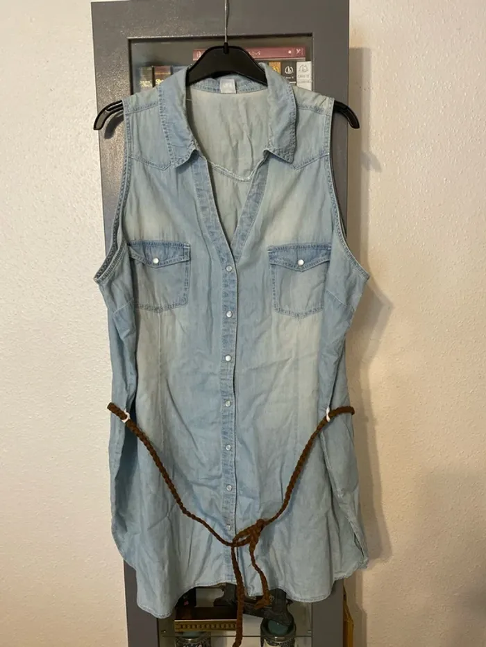 jolie chemise tunique jean fin M&S mode 50