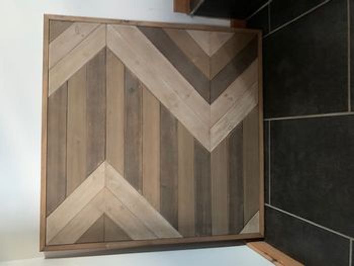 tableau mural en bois style géométrique rustique 76cm par 76cm maison du monde