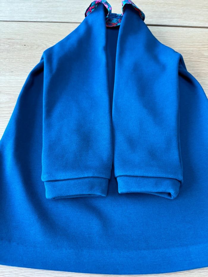 Robe en molleton bleu marine et col froufrou liberty Margaret Annie - Taille 3 Ans - photo numéro 9