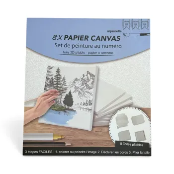 Set Aquarelle – 8 x Toiles Canvas Pliables – Motif Paysage 20x20 cm Neuf 