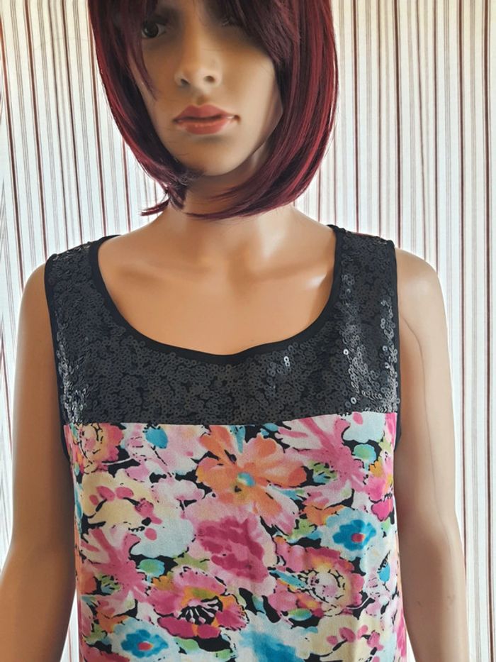 Robe Gaudí jeans noire et Fleuries taille 44 - photo numéro 3