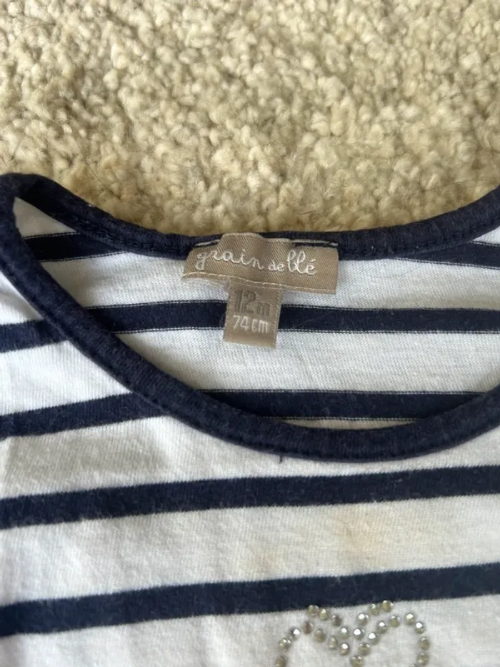 Lot bébé file été : short blanc et teeshirt à manches courtes marin - 12 mois - photo numéro 3