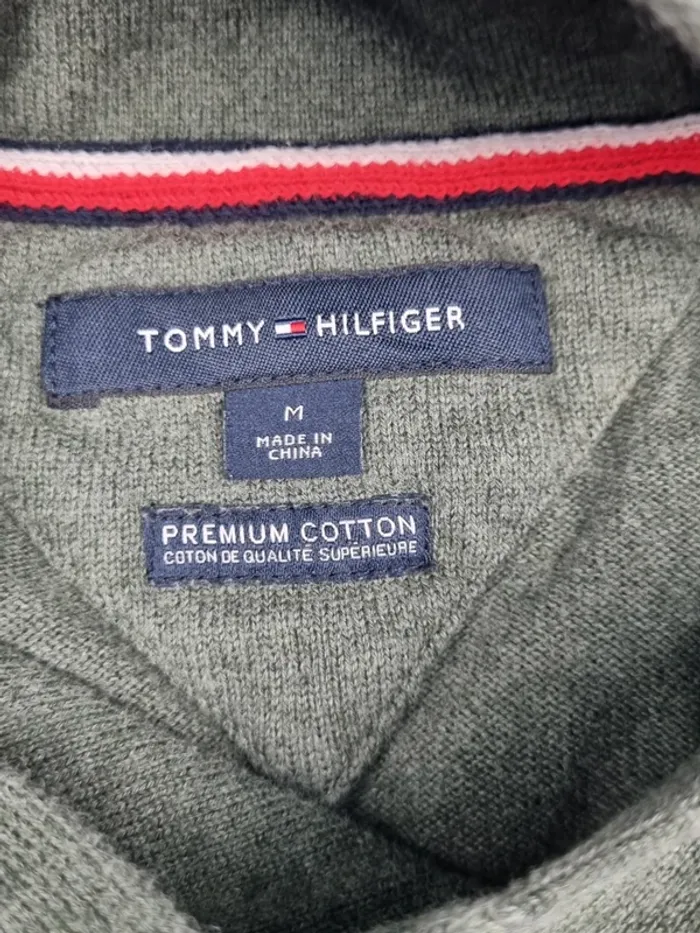 Pull fin col châle Tommy Hilfiger vert – Taille M Homme (mesures en photos) - photo numéro 6