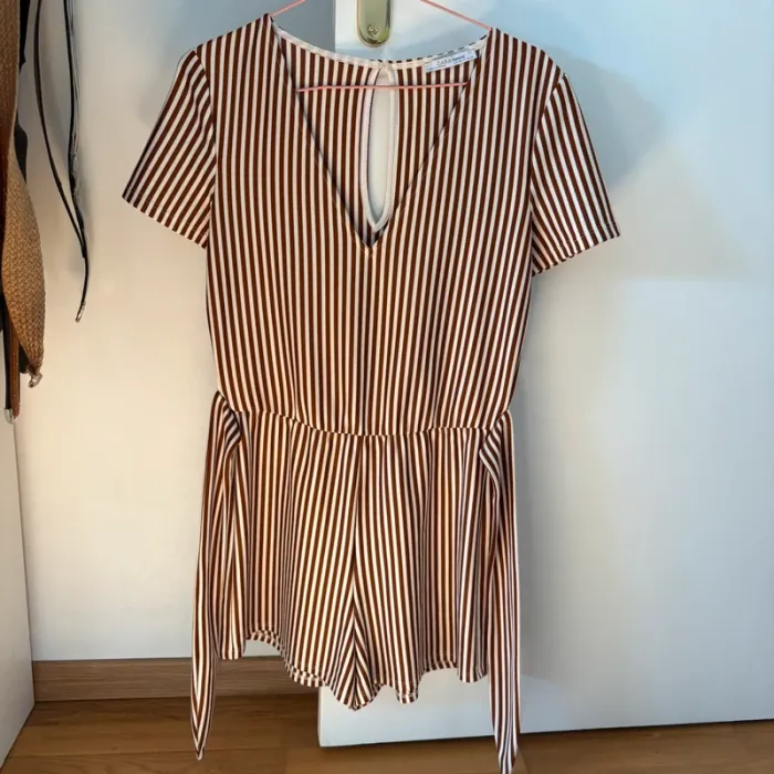 Combishort Zara rayée • marron & blanc • 38 🌼