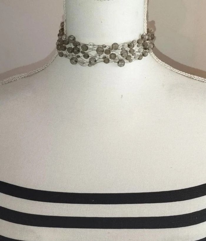 Collier choker perles grises Agatha