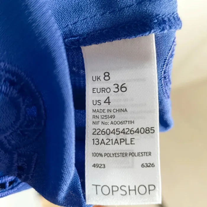 Débardeur bleu, broderie anglaise - crop top bleu taille 36 A545 - photo numéro 5