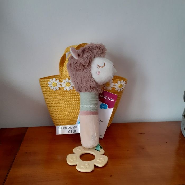 Neuf: Doudou Lama pouet-pouet +anneau dentition