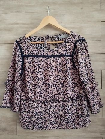 Blouse manches 3/4 Véro Moda fleurie dentelle marine TL