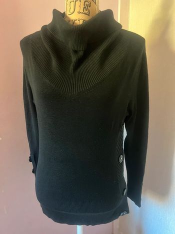 Pull col roulé femme noir taille M