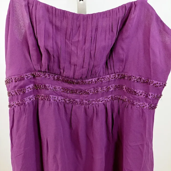 Robe violette soie 100 % 1.2.3 Paris, taille 38, bretelles fines, élégante et fluide A803 - photo numéro 3