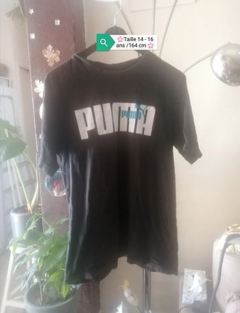 🌸Tee shirt noir Taille 14 /16 ans mixte "Puma" 🌸