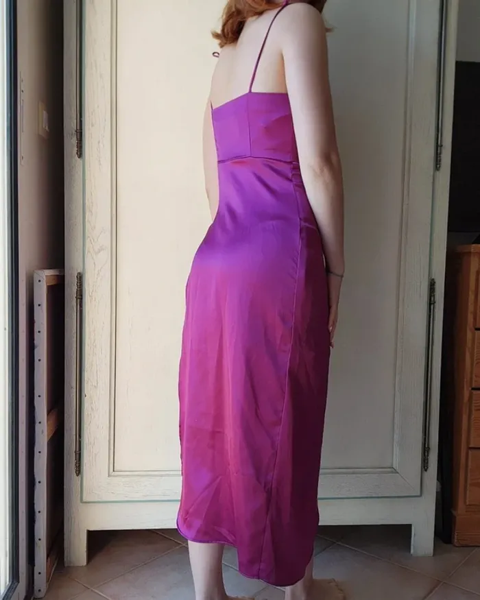 Robe rose fuschia satinée Zara - photo numéro 3