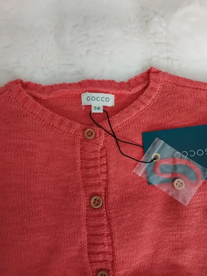 Gilet rose, Gocco, 7/8 ans,neuf avec étiquettes - photo numéro 2