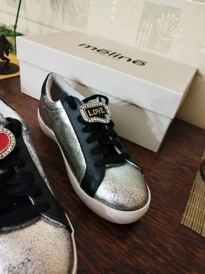 Baskets sneakers argenté cœur Méliné 36 y2k - photo numéro 5