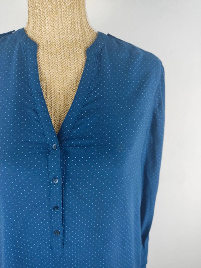 Blouse manches longues bleu marine à pois blancs taille 38 Esprit - photo numéro 4