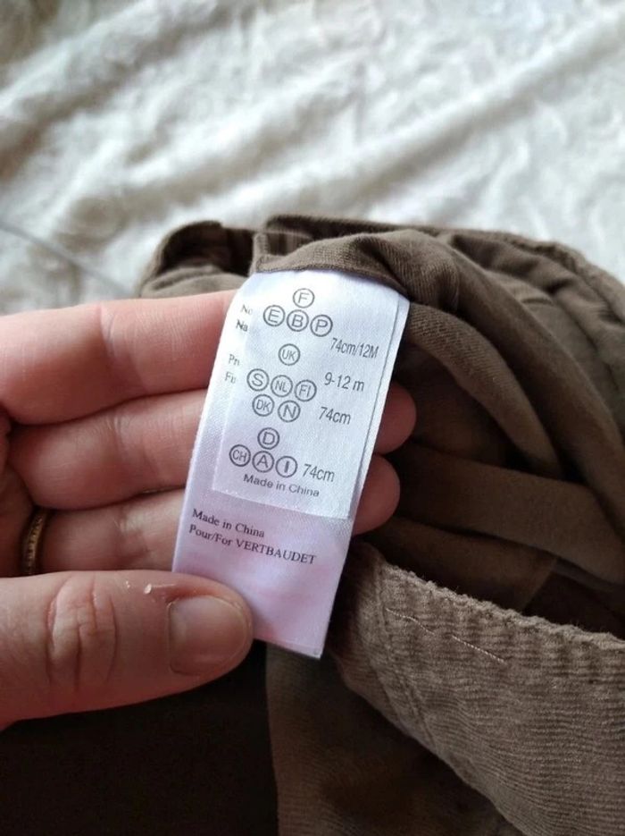 Salopette doublée velours Garçon 12 mois Vertbaudet 100% coton - photo numéro 10