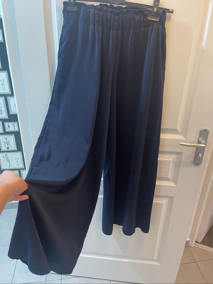 Pantalon fluide New Collection T. 38/40 bleu taille élastique - photo numéro 2