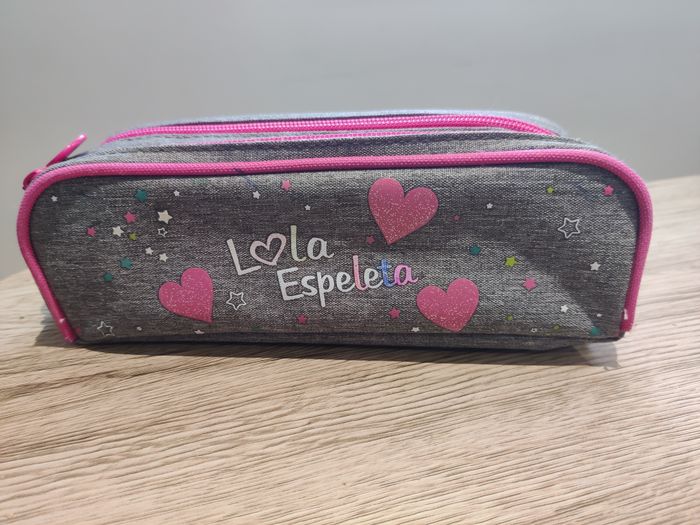 Trousse école crayon Lola Espeleta rose et grise